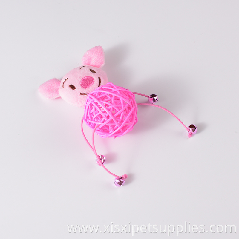 christmas cat toy animal shape rattan toy for pet cat with bell